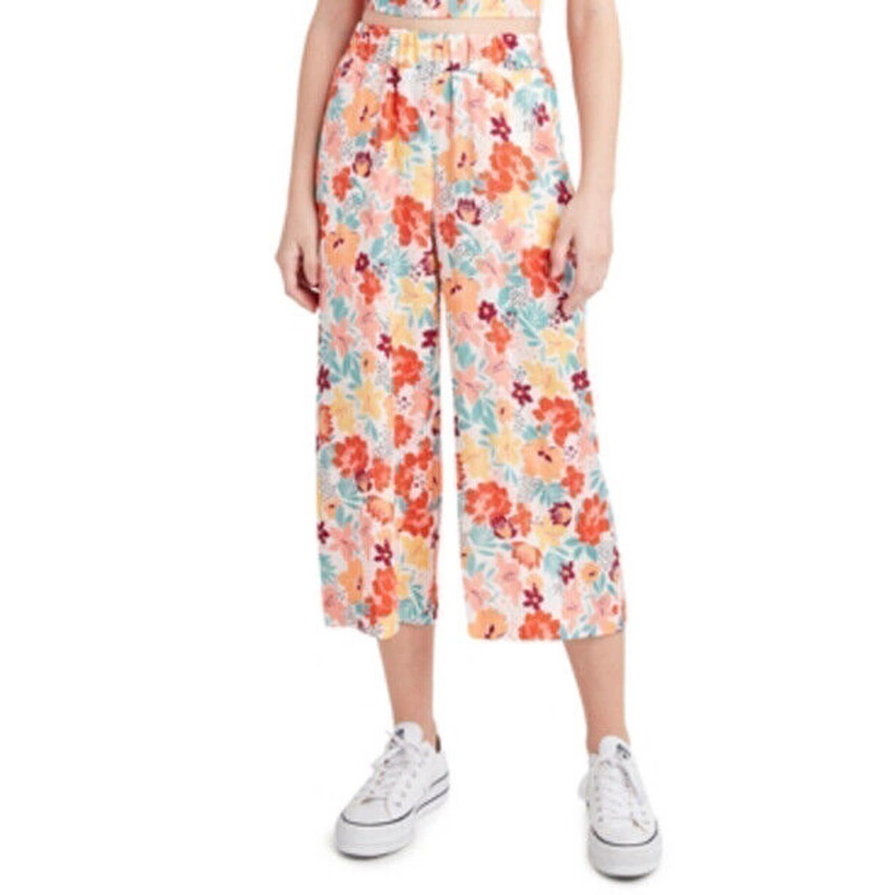 JR506 BCBGeneration Juniors' Multi Color Floral-Print Wide-Leg Pants Size S